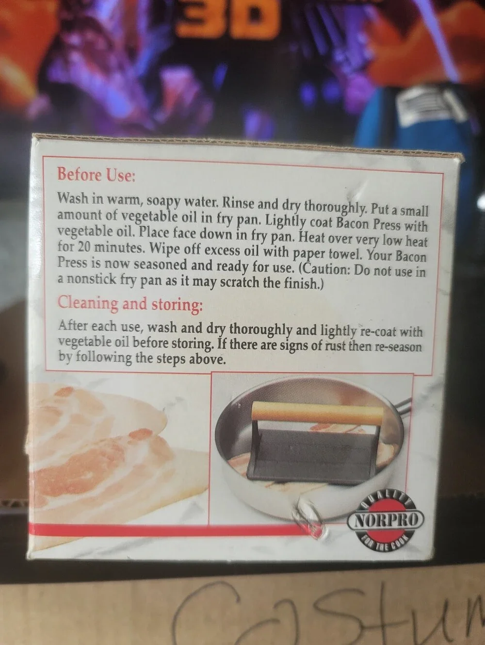 Norpro Cast Iron Bacon Grill Press with Box - Model 1400